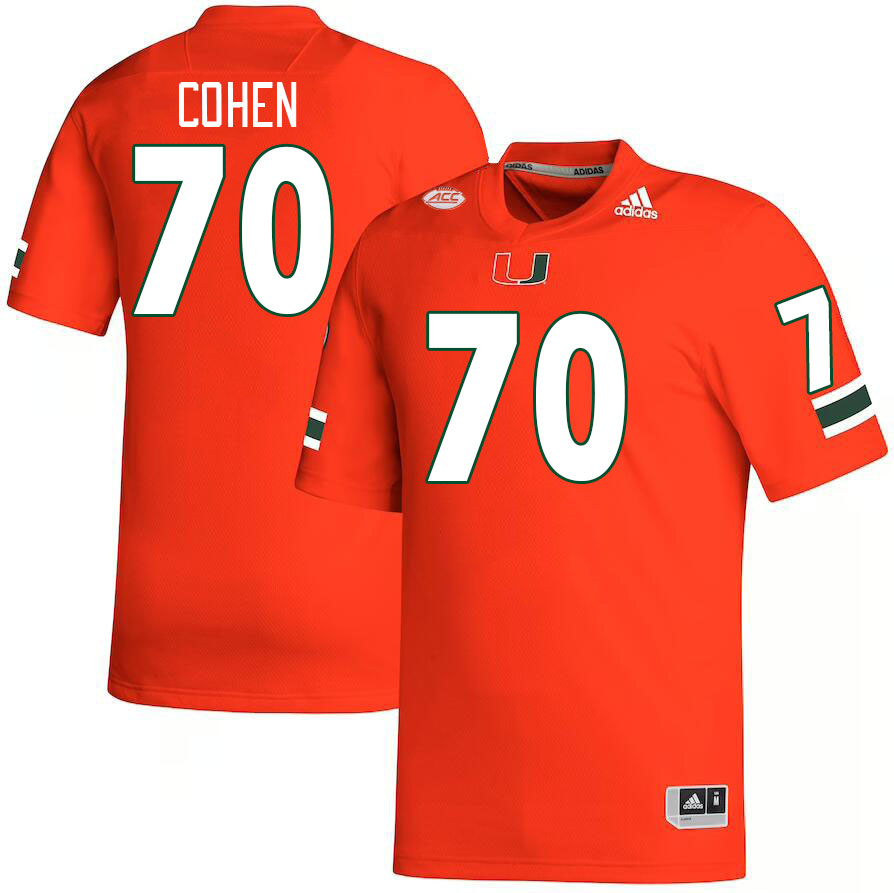Men #70 Javion Cohen Miami Hurricanes College Football Jerseys Stitched-Orange